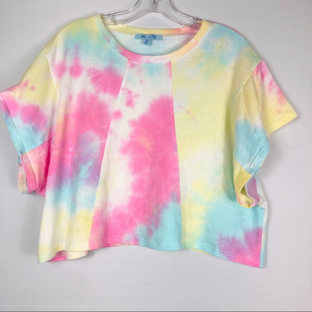 She & Sky Tie-Dye Pastel Crop Top